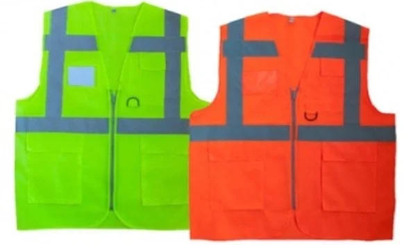 Neon turuncu çok cepli mühendis yeleği — İlke Tekstil Denizli